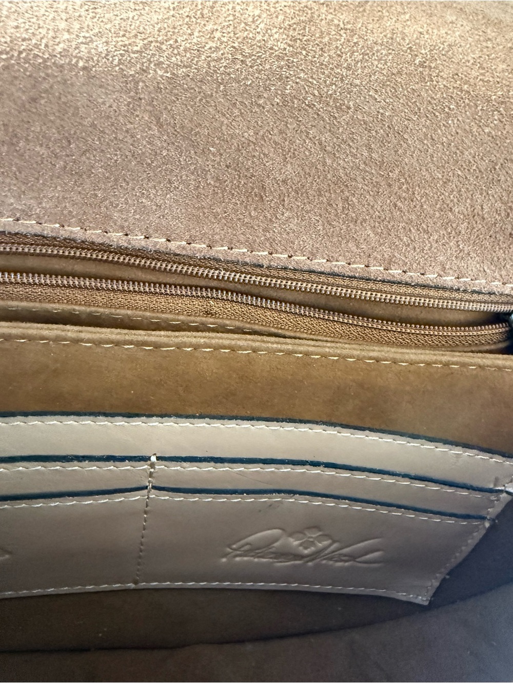Patricia Nash Lydie Embossed Floral Leather Adjustable Crossbody Bag Nude Tan - Picture 7 of 11